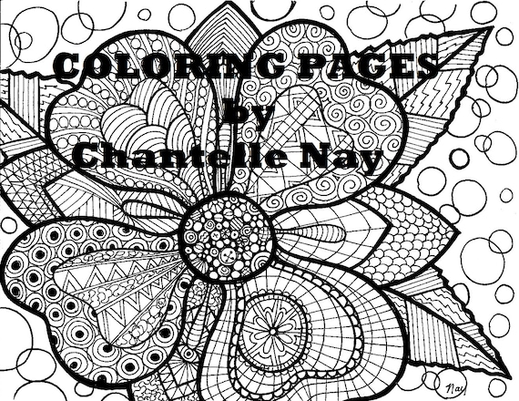 Coloring page flower art adult coloring picture digital download advanced coloring printable design zentangle