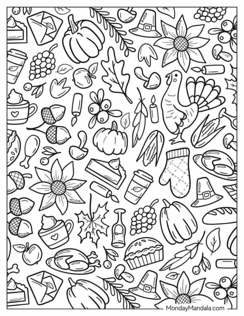 Thanksgiving coloring pages free pdf printables