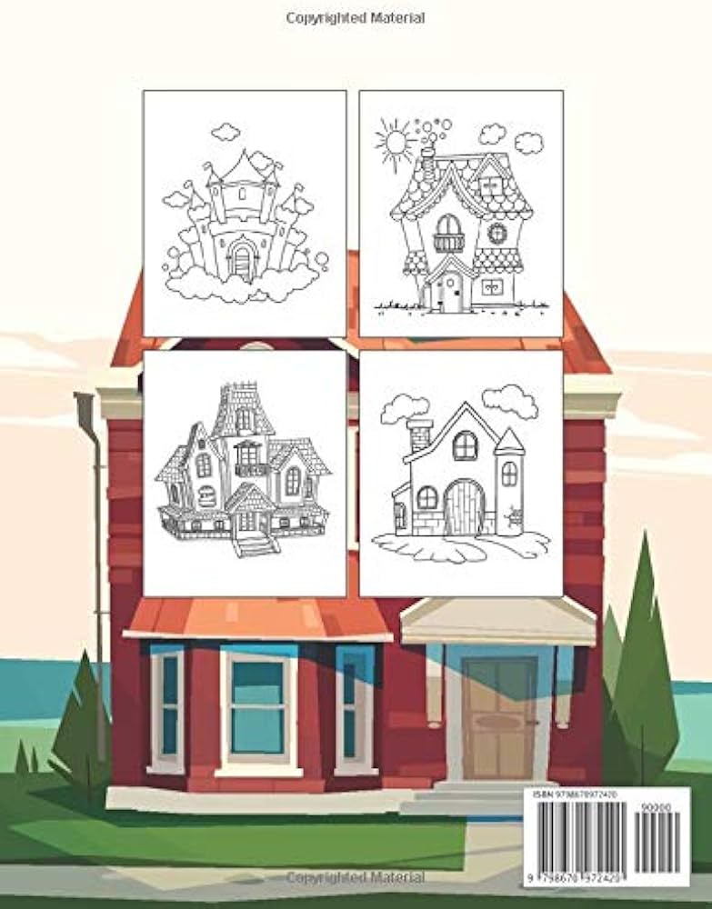 Full house coloring book house coloring books for adults kids publishing mhr books