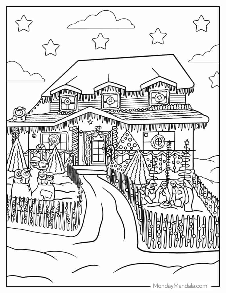 Christmas lights coloring pages free pdf printables