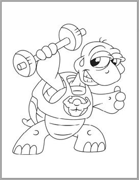 Funny exercise animal coloring pages