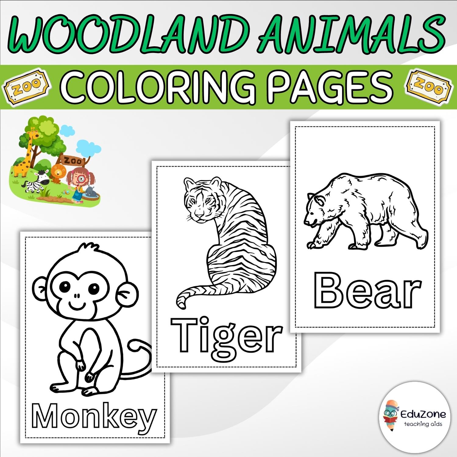 Woodland animals coloring pages for toddlers a fun and easy way to learn about animals made by teachers