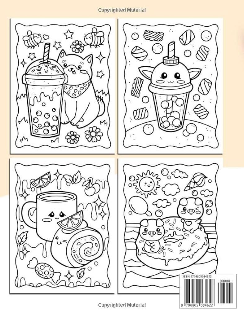 Kawaii food coloring book easy and cute coloring pages for all ages x kawaii food and drink coloring book simple designs funny food puns and positive messages for adults and