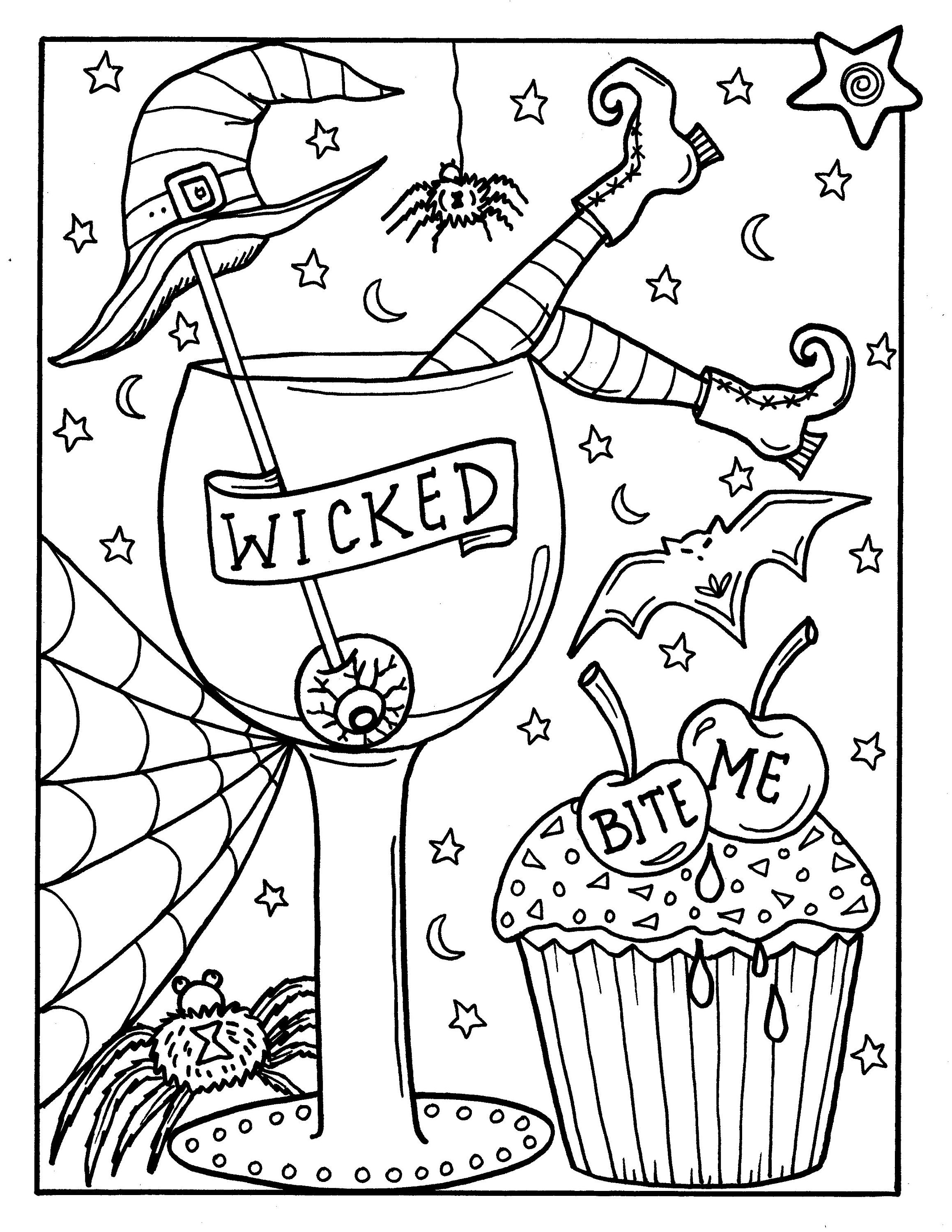 Witchy drunken halloween fun digital download instant printable halloween printables fun adult coloring