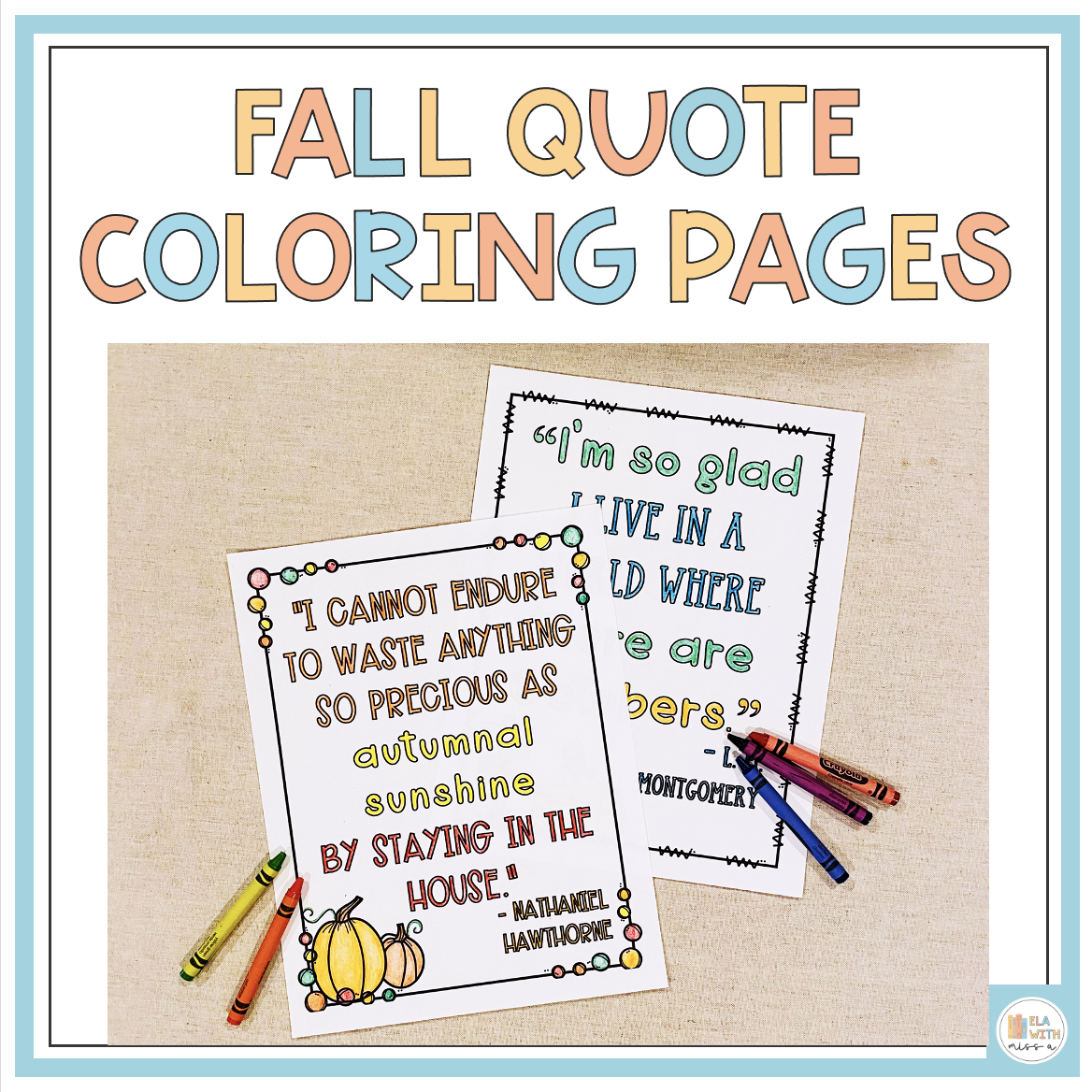 Fall quote coloring sheets mindfulness activity high school ela made by teachers