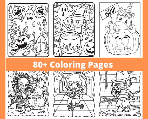 Halloween coloring pages spooky fun for all ages printable digital designs instant download