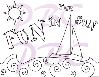 Summer coloring page fun in the sun by the purple bee classroom tpt