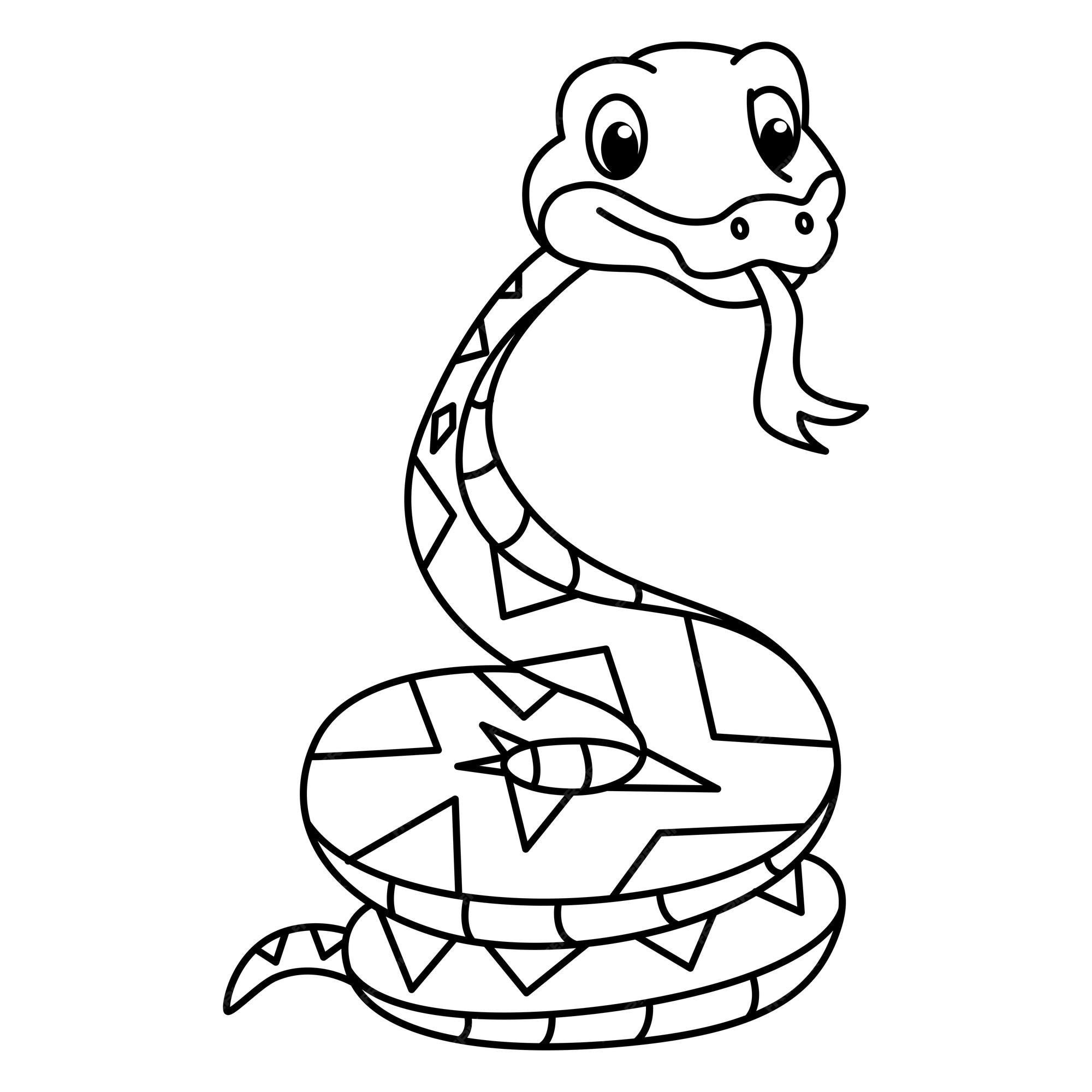 Premium vector funny snake cartoon coloring page