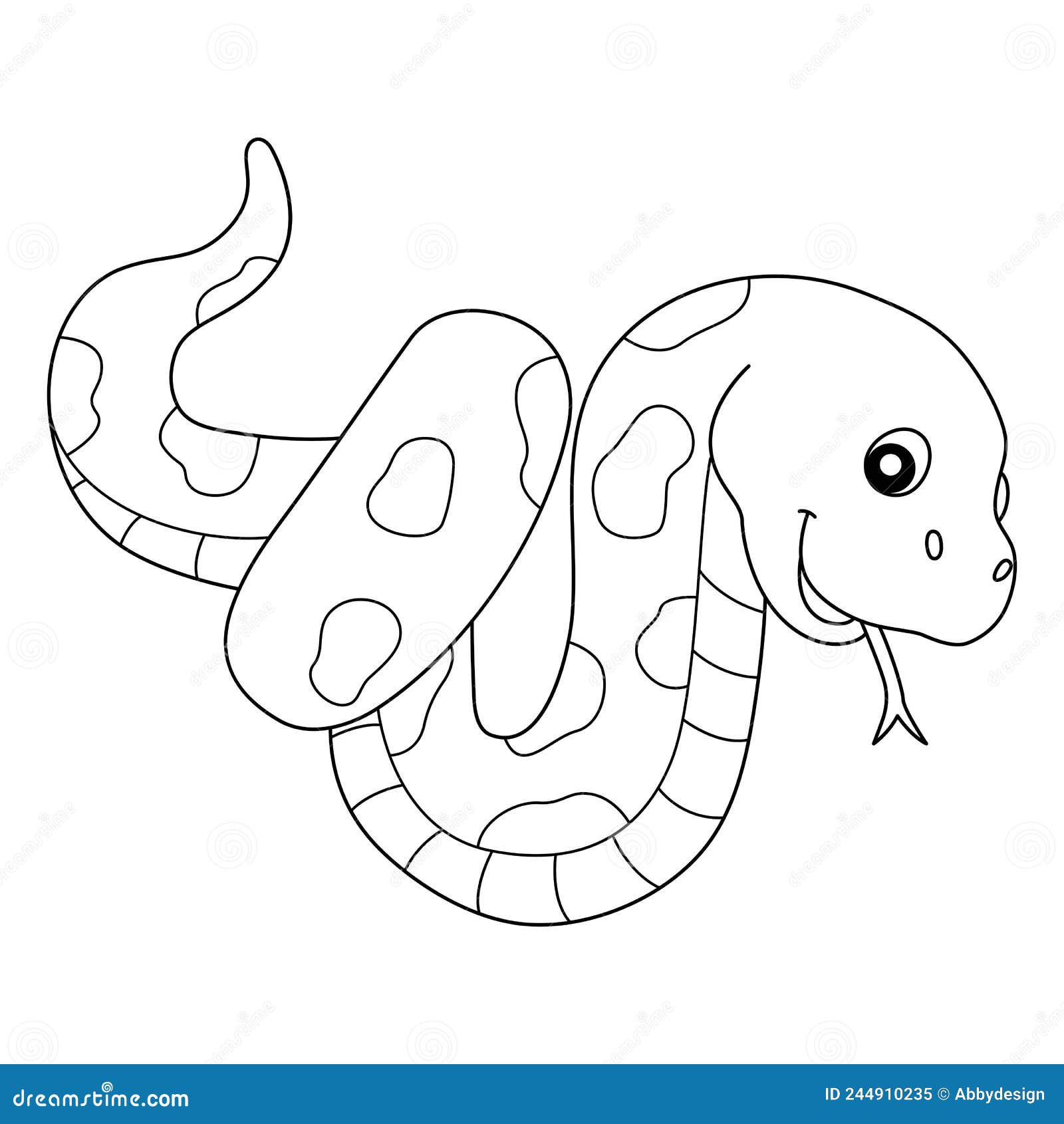 Snake animal coloring page isolated for kids stock vector