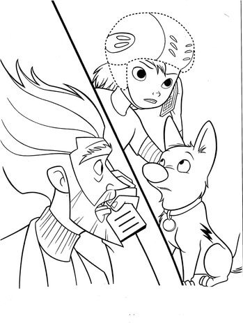 Penny and bolt are watching coloring page free printable coloring pages