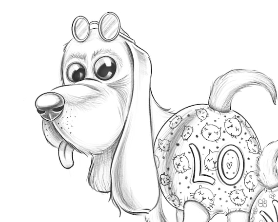 Love funny animal coloring page cute dogs valentine coloring page adults and kids coloring page download coloring postcard pdf instant download