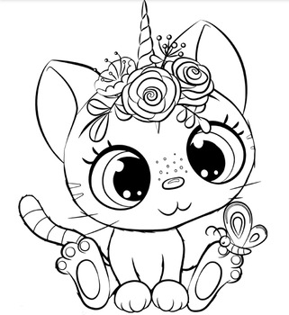 Cute cats coloring pages for kids adorable cartoon cats tpt