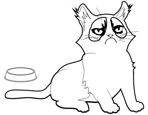 Grumpy kitty coloring page free printable coloring pages