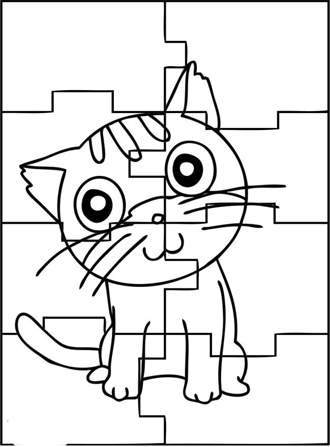 Puzzle the cute cat coloring pages color puzzle coloring pages for kids printable puzzles for kids