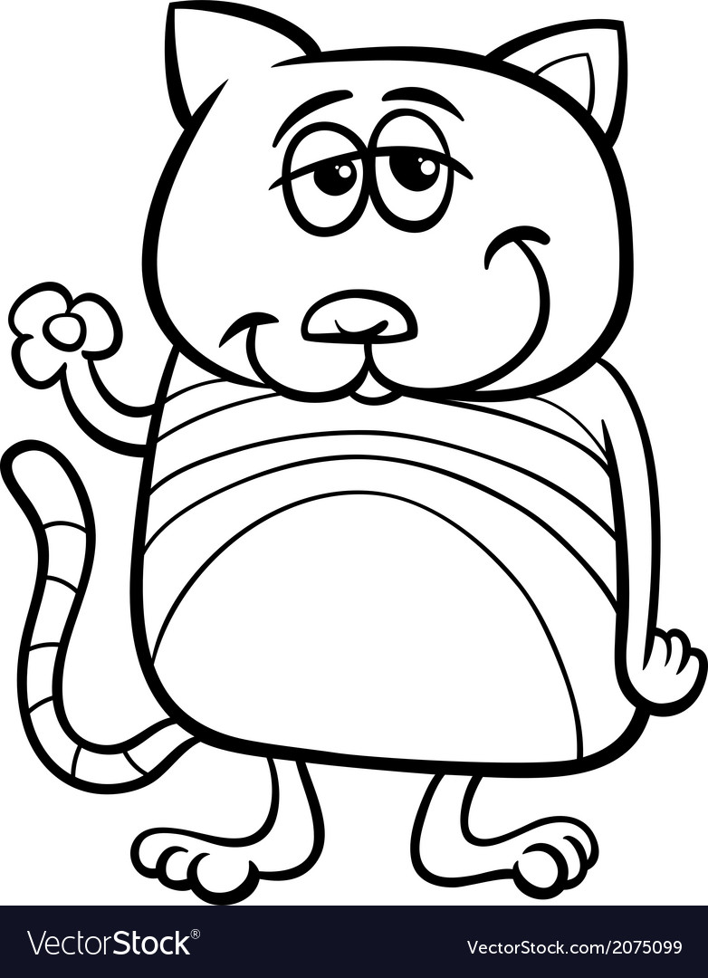 Funny cat character coloring page royalty free vector image