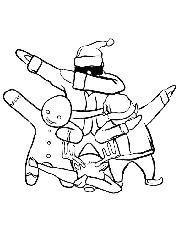 Printable christmas dab funny dabbing xmas digital download funny christmas coloring page