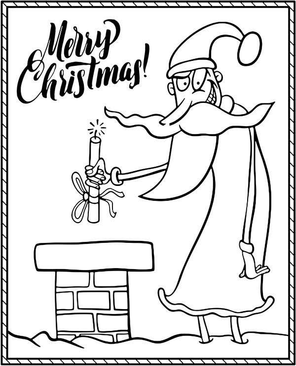 Funny coloring page santa christmas