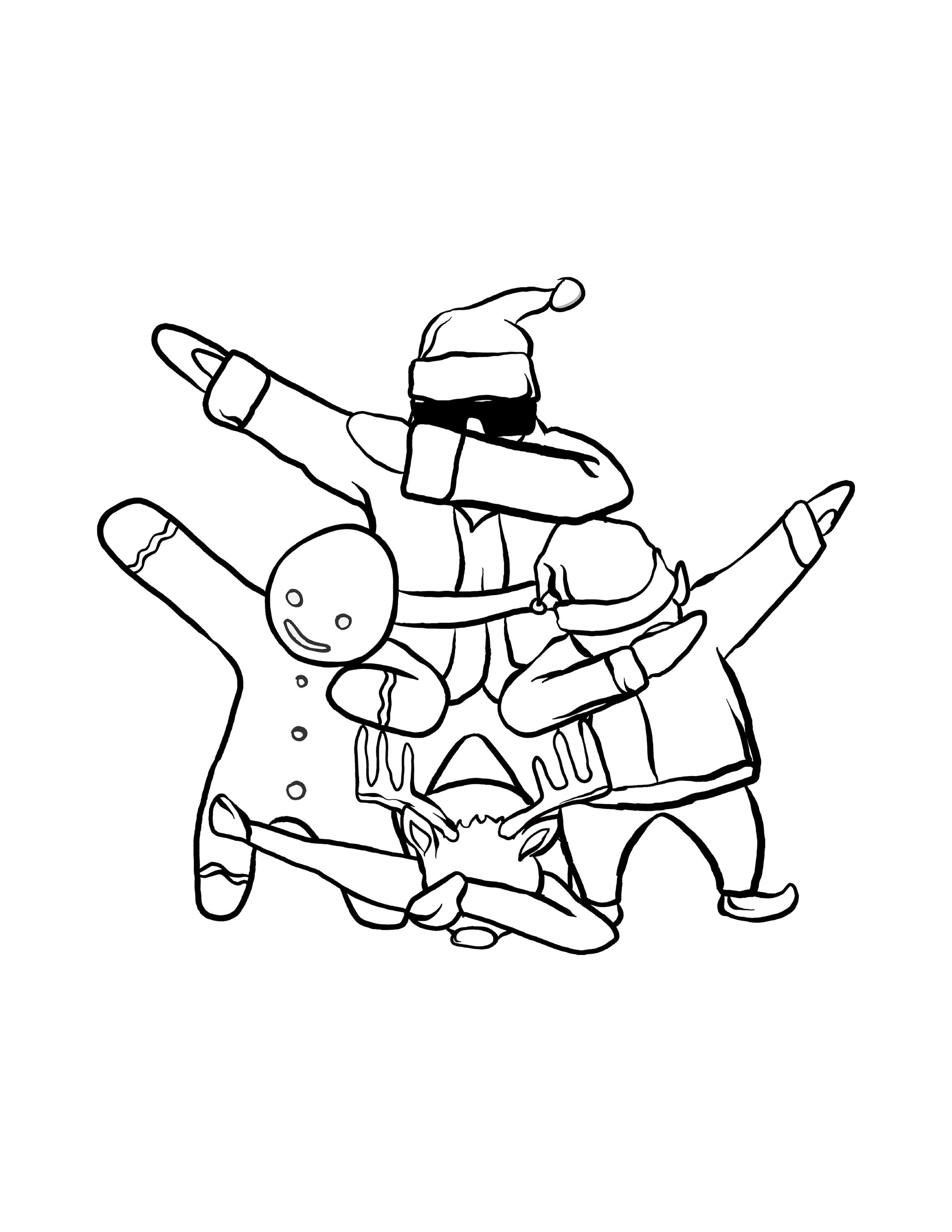 Printable christmas dab funny dabbing xmas digital download funny christmas coloring page