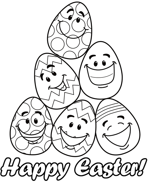 Easter coloring page with easter eggs