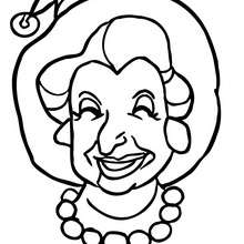 Funny witch face coloring pages