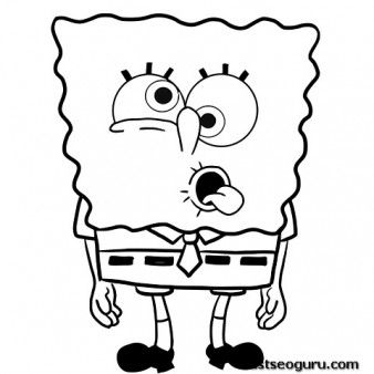 Printable cartoon spongebob funny face coloring pages