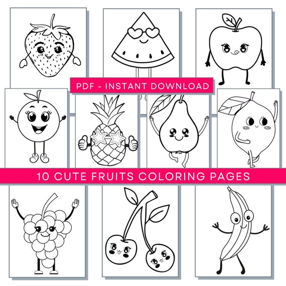 Cute fruit coloring pages kawaii food printable funny fruits coloring page funny food coloring page cute food coloring kawaii fruit