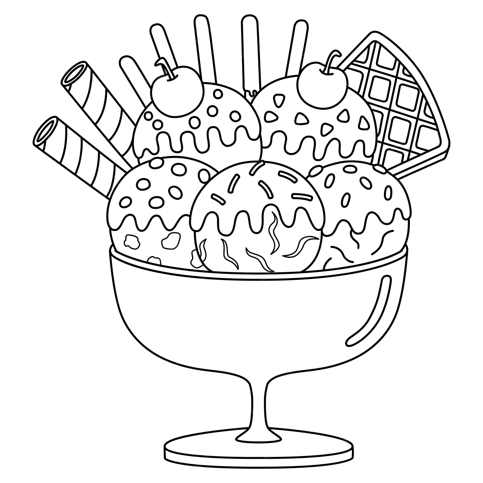 Premium vector a cute and funny coloring page of an ice cream on the beach provides hours of coloring fun for children color this page is very easy suitable for little