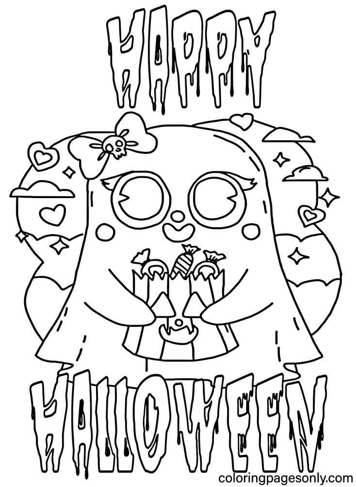 Happy halloween coloring pages