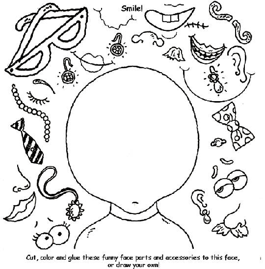 Create a funny face coloring page