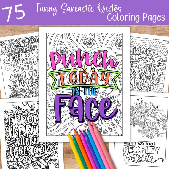 Funny coloring pages for adults printable sarcastic quotes coloring sheets instant digital download