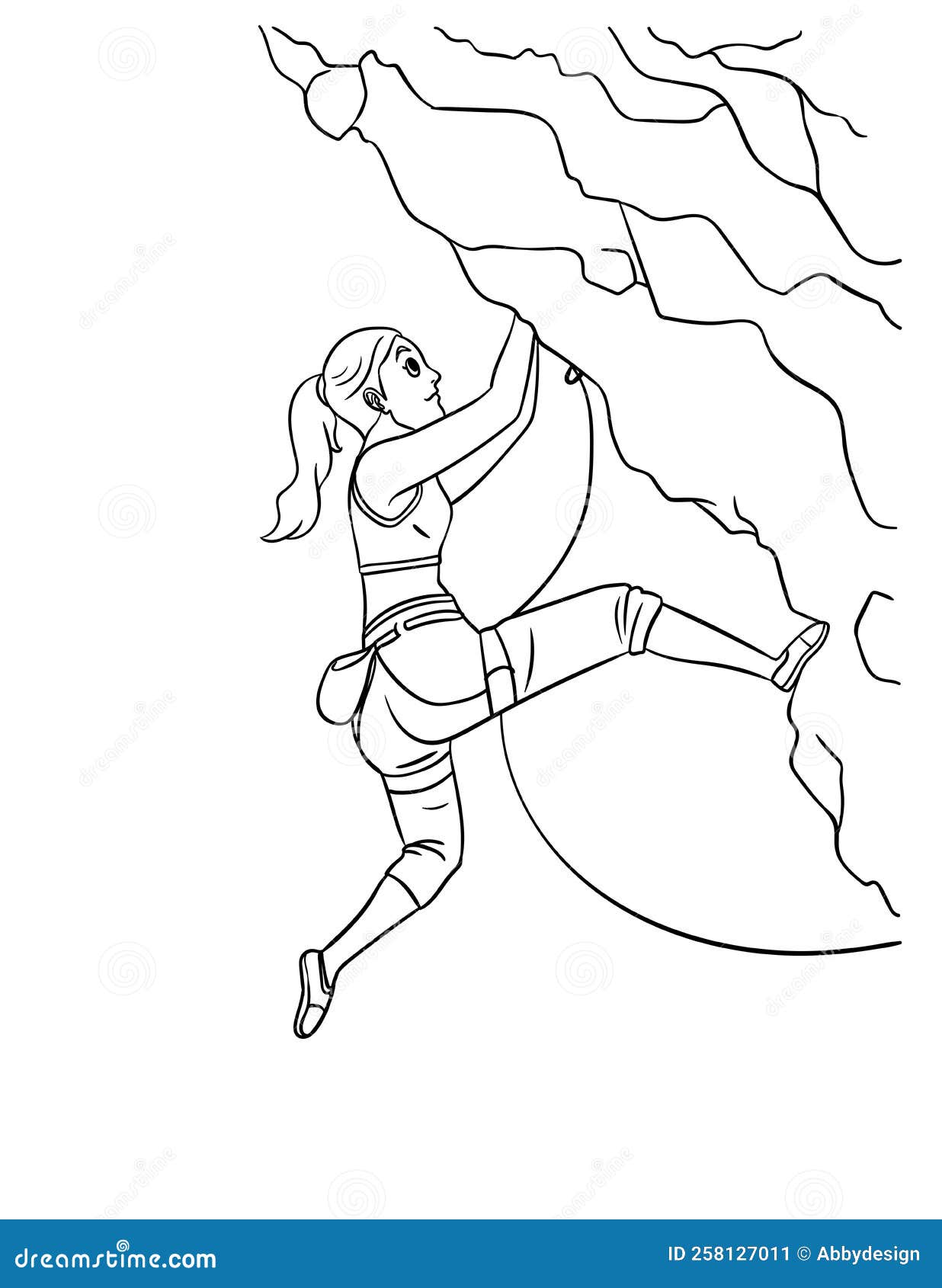 Rock climbing isolated coloring page for kids stock vector