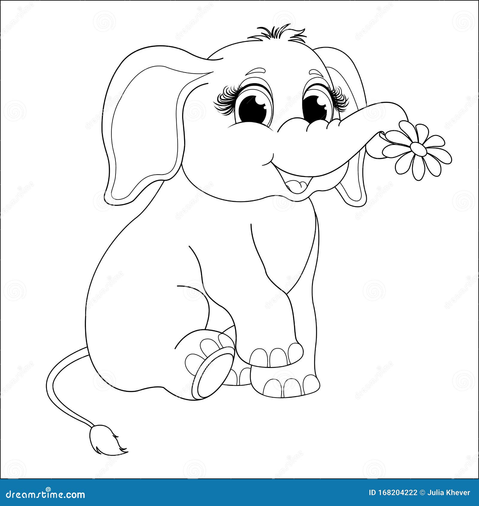 Coloring page for kids with funny cartoon elephant stock vector