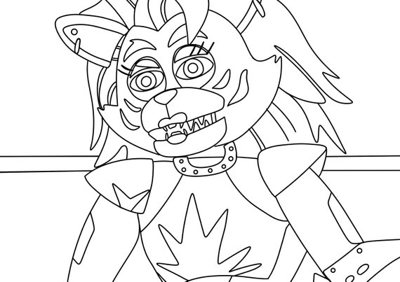 A digital downloadable adult colouring page five nights at freddys roxy security breach