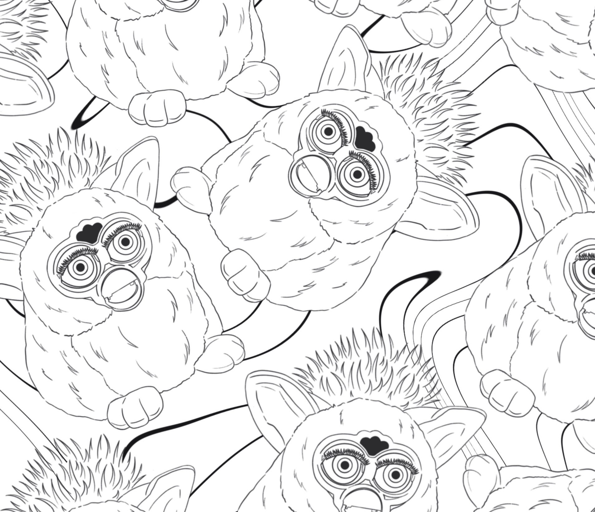 Furby pattern s coloring page digitalprintable coloring page