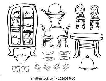 Ready print vector coloring page furniture åºåçéåïå ççï