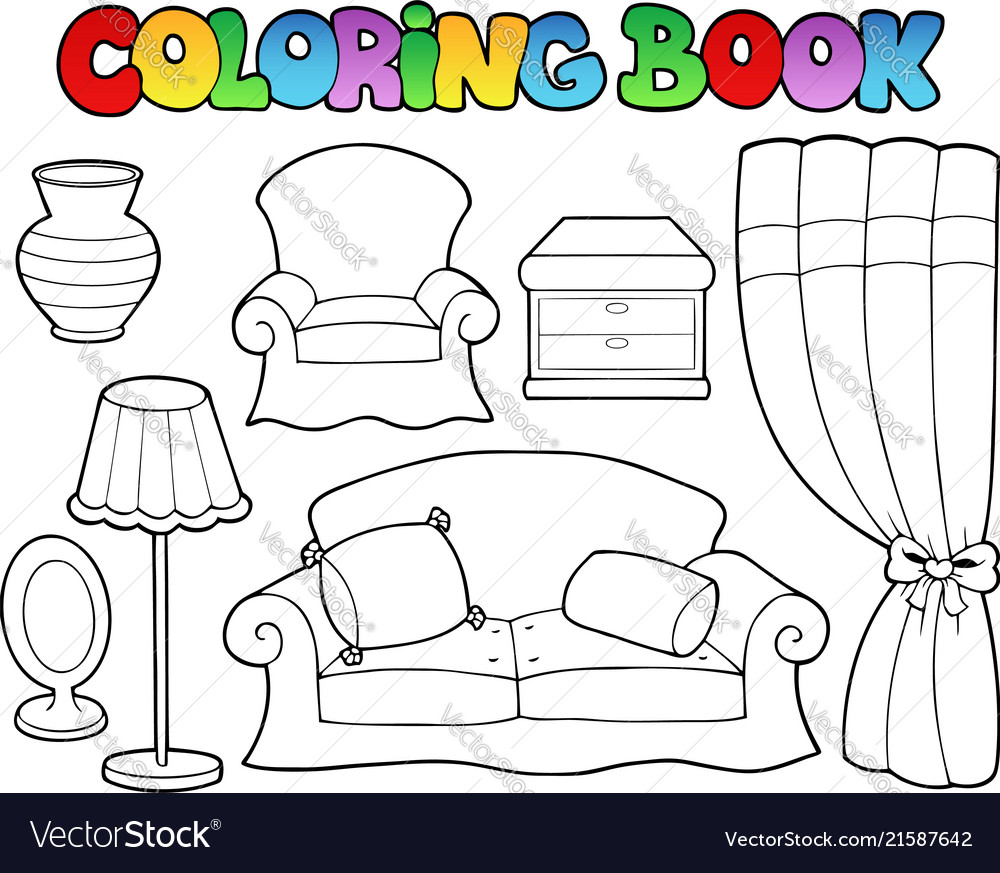 Coloring book various furniture royalty free vector image