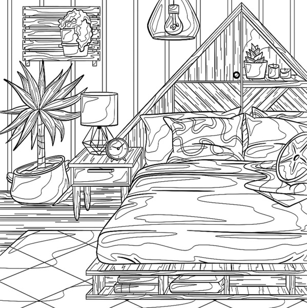 Bedroom coloring page royalty