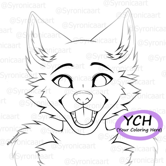 Fursona coloring page pfp icon base furry digital download diy ych psd file have knowledge of art programs and psd before purchase