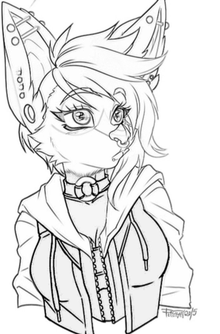 Monkey girl coloring page furry drawing furry art furry girls