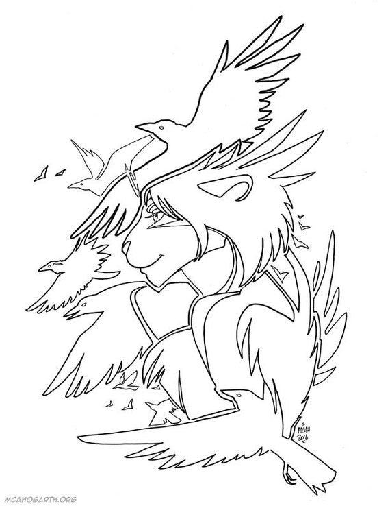 Furry crow queen coloring page