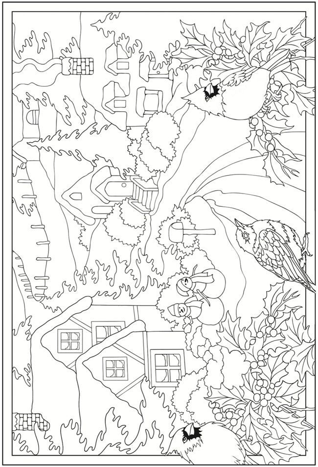 Winter scenes coloring book