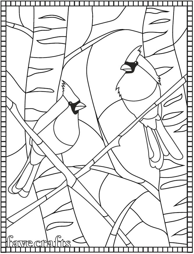 Winter cardinal coloring page glass painting patterns bird coloring pages stained glass cardinal