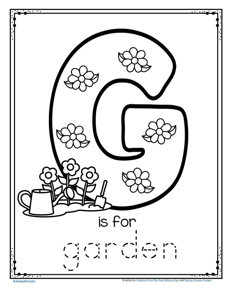 Free g is for garden trace and color fine motor printable alphabet preschoolalphabet printables preschool letters alphabet preschool letter g worksheets