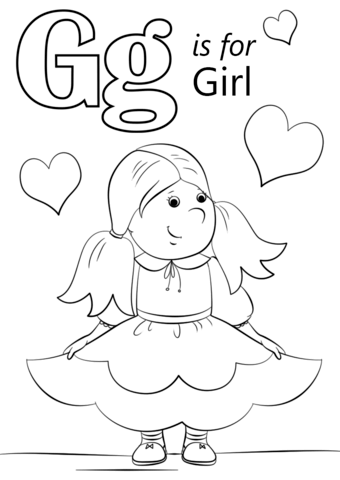 Letter g is for girl coloring page free printable coloring pages