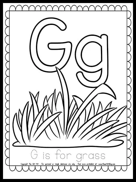 Letter g is for grass free spring coloring page â the art kit