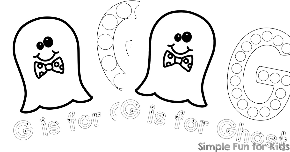 G is for ghost dot marker coloring pages printable