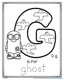 Letter g is for ghost trace and color halloween printable free by kidsparkz