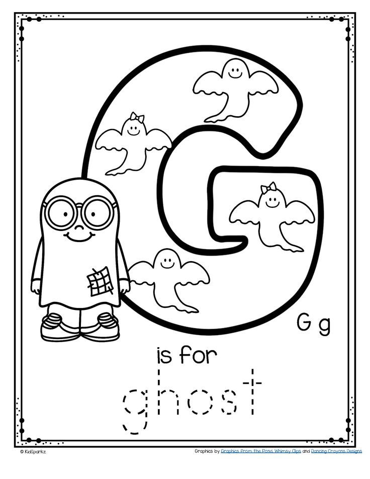 Letter g is for ghost trace and color halloween printable free alphabet preschool letter g alphabet crafts