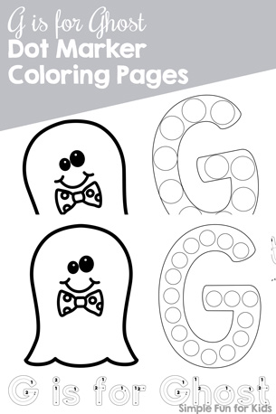 G is for ghost dot marker coloring pages printable
