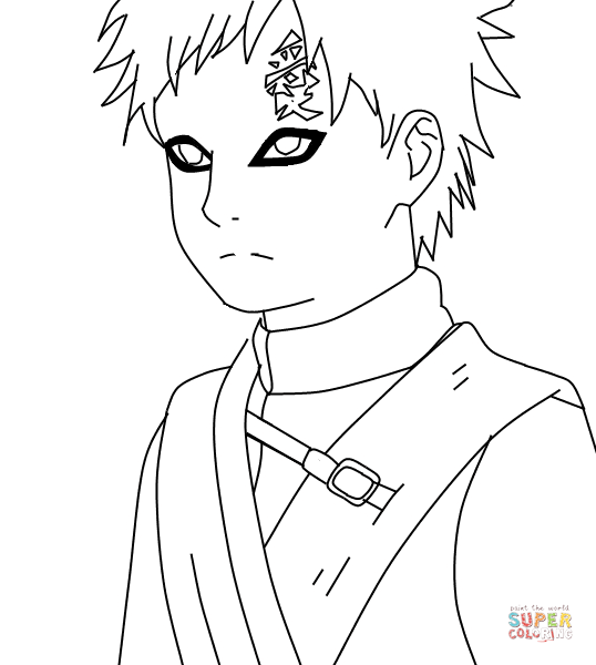 Gaara from naruto coloring page free printable coloring pages